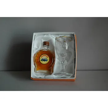 Pálenka Slivovice 0,05l a rytá sklenička, čirá