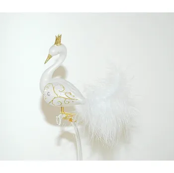 Vánoční ozdoba Vánoční ozdoba Labuť 1353 bílá mat, zlatá korunka