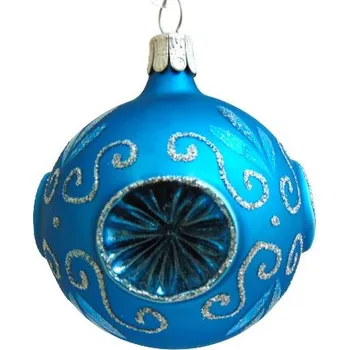 Vánoční ozdoba Vánoční koule 60mm modrá 2049, dekor mráz