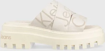 Dámské pantofle Calvin Klein Toothy Combat Sandal Webbing YW0YW00949 bílé