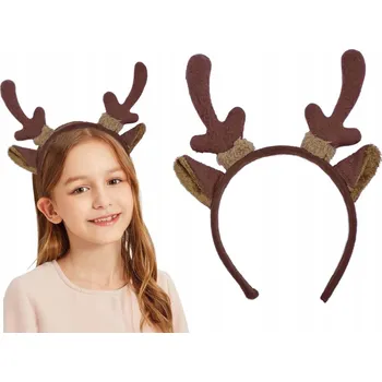 Karnevalový doplněk Vánoční čelenka se sobími rohy hnědá