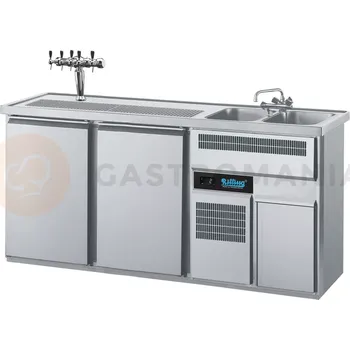 Chladící barový stůl 1950x700x980 mm, 2dvéřový, dřez na pravé straně | RILLING, AGT M722R 81-1/1