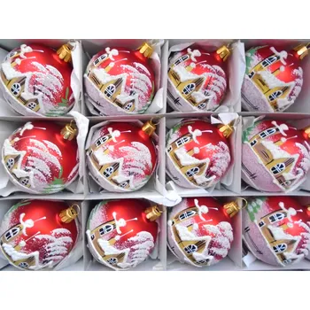 Vánoční ozdoba Vánoční koule - sada 12 ks malovaných koulí 6cm, červený mat