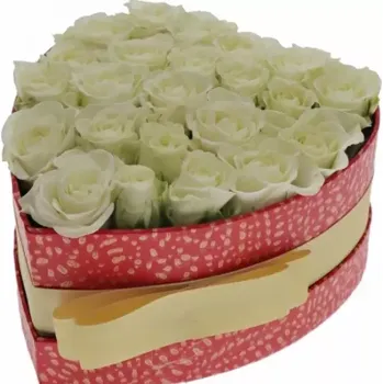 umělá květina Krabička bílých růží SHERINE červená 15x8cm