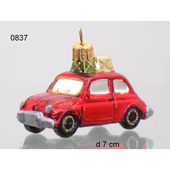 Vánoční ozdoba Vánoční ozdoba, auto malé s dárkem 836 70x40x30mm