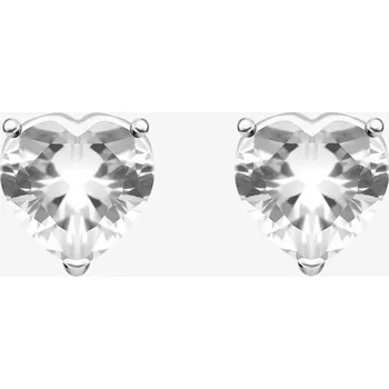 Náušnice Preciosa Stříbrné náušnice Cher, srdce s kubickou zirkonií Preciosa, bílé