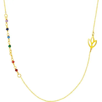 Náhrdelník Zlatý náhrdelník se sklem, anker - květ lotosu - AP534-4322