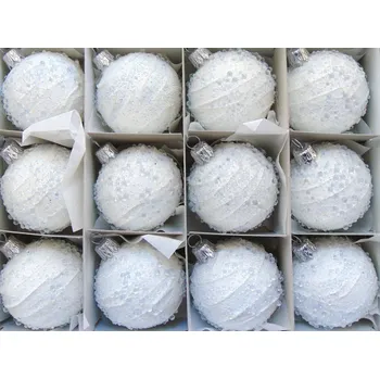 Vánoční dekorace Vánoční sada koule 5cm bílé 12ks rosa