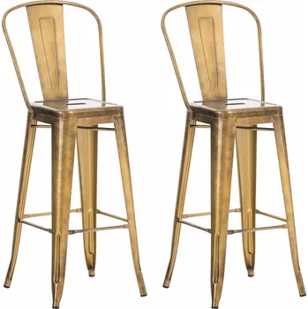 Barová židle Barové židle Cheney - 2 ks - práškově lakovaný kov | zlaté
