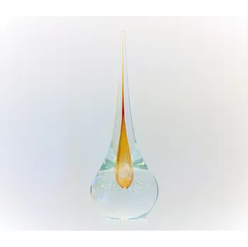 Skleněné těžítko - kapka vody v žlutém tónu