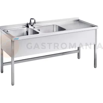 Nerezový dřez Pracovní deska s dvoukomorovým dřezem po levé straně 1500x600x900 mm | RILLING, ASA 0615C 2L00