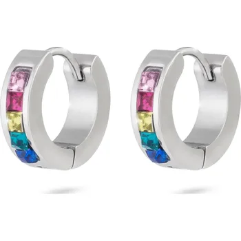 Náušnice biju Náušnice z chirurgické oceli, kroužek s barevnými zirkony 1002393