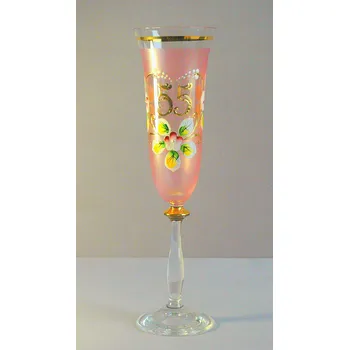 Sklenice Výroční sklenice Angela - flétna 55let růžová