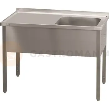 Nerezový dřez Nerezový mycí stůl s jednokomorovým dřezem na pravé straně bez police 1600x600x900 mm | REDFOX, MSJOL-160x60x90