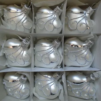 Vánoční ozdoba Vánoční srdce malé, ozdoba 9ks, bílý mat 1561