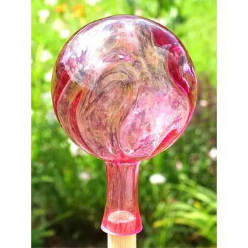 Zahradní dekorace Plotová koule z hutního skla 12cm fialová