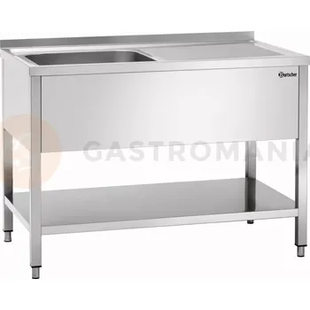 Nerezový dřez Stůl se dřezem, 1200x700x850 mm, jednokomorový dřez po levé straně | BARTSCHER, 306320