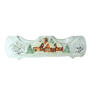 Svícen Svícen vánoční válec ze skla na dvě svíčky čirý