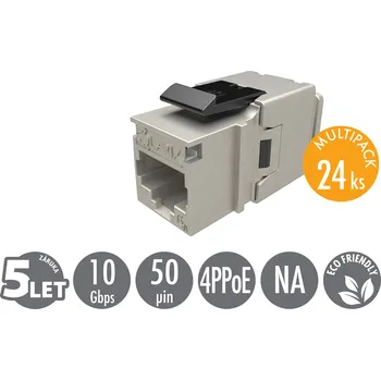 Síťový konektor MULTIPACK 24 ks - rychlozařezávací keystone Solarix CAT6A STP SXKJ-10G-STP-BK-NA Comp. Level a 4PPoE 25286913
