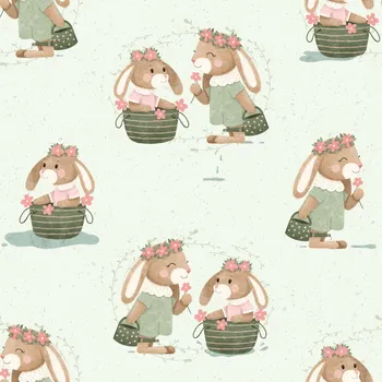 Velikonoční dekorace Jarní Zajíčci - Zelená Materiál: Úplet