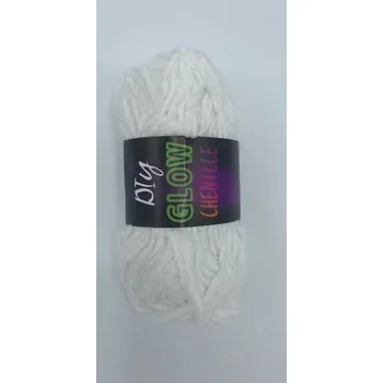 Příze Glow chenille yarn bílá