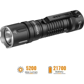 Taktická výkonná svítilna Sofirn SC33 5000K, 5200 lumenů, s akumulátorem (výkonná a kvalitní baterka od firmy Sofirn)