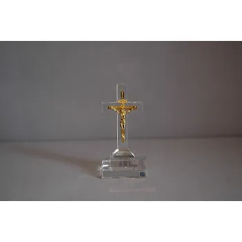 Svícen Kříž 8x4cm, čiré sklo
