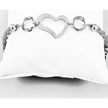 Náramek Ocelový náramek s plochým srdíčkem