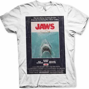 Pánské tričko Čelisti tričko, JAWS Vintage Original Poster White, pánské L