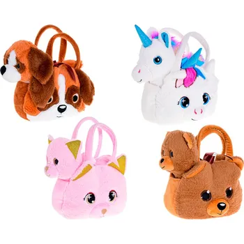 plyšák Medvídek, jednorožec, pejsek, nebo kočička plyšová 20 cm s kabelkou 20x15cm 0m+