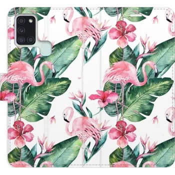 Pouzdro na mobilní telefon Flipové pouzdro iSaprio - Flamingos Pattern - Samsung Galaxy A21s