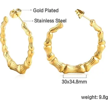 Náušnice Kruhové náušnice z chirurgické oceli ve zlaté barvě - 151G