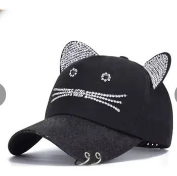 Kšiltovka Kšiltovka zdobená kamínky, kočka ve 4 barvách
