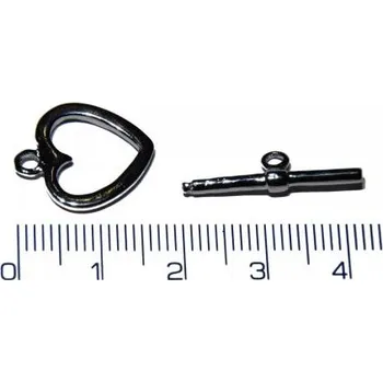 Materiál na výrobu šperku Zapínání Americké, srdce průměr 11mm tyčka dlouhá 22mm (postříbřeno)