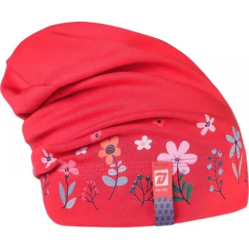 Čepice Bavlněná čepice Dráče - Pepe 17, korálová, kytičky Barva: Červená, Velikost: 52-54