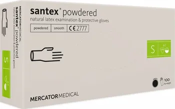 Vyšetřovací rukavice Mercator Medical Santex latexové pudrované bílé 100 ks