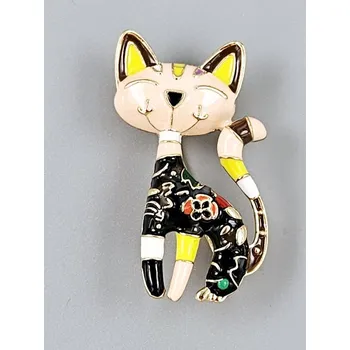 Brož Pruhovaná kočka - brož, přívěsek meruňková