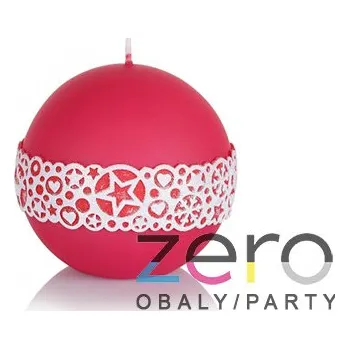 Svíčka Svíčka koule dárková pr. 8 cm - červená s vánočním motivem