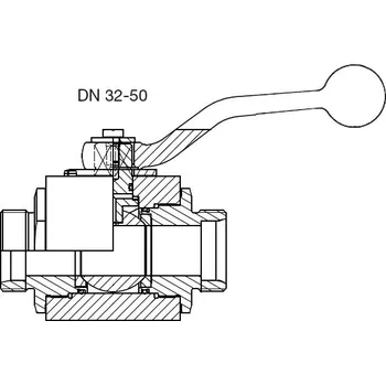 Vodovodní kohout NEREZ dvoucestný kulový 2/2 kohout M52x2vně^DN 40mm, lehká řada Parker KH42L71X