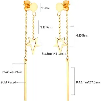 Náušnice Dlouhé visací náušnice z nerezové oceli - 366G