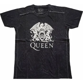 Pánská móda Queen tričko, Classic Crest Snow Washed Black, pánské XXL