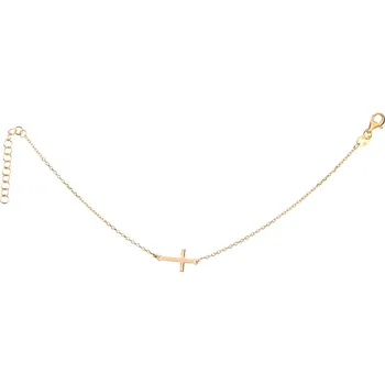 Náramek Pozlacený stříbrný náramek - kříž - AP530-9046