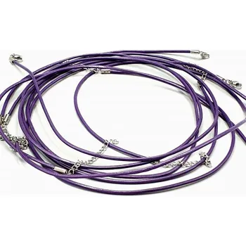 Řetízek Kožený řemínek kulatý se zapínáním 2 mm fialová č. 4 55 cm