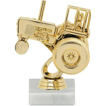 Figurka traktor, 13 cm, zlato, včetně podstavce