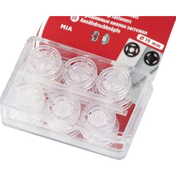 Plastové patentky Ø7 mm - Ø15 mm na blistru - 10 (15 mm) transparent