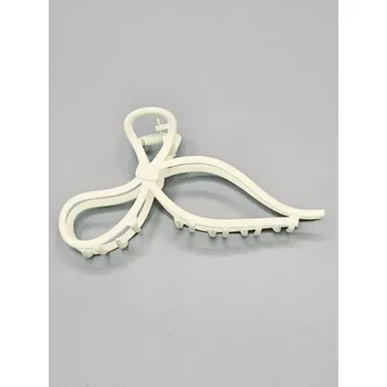 Ozdoba do vlasů Skřipec do vlasů kovový ve tvaru mašle smetanová