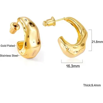 Náušnice Kruhové náušnice z chirurgické oceli ve zlaté barvě - 488G