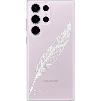 Pouzdro na mobilní telefon Odolné silikonové pouzdro iSaprio - Writing By Feather - white - Samsung Galaxy S23 Ultra