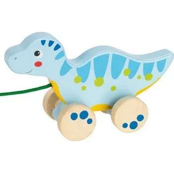 Dřevěná hračka Tahací hračka - Dinosaurus modrý dřevěný (Goki) - Akce