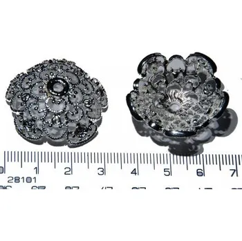 Materiál na výrobu šperku Kaplík zakončovací na korálky, MAXI 30x10mm, otvor 3mm zdobený (postříbřeno)